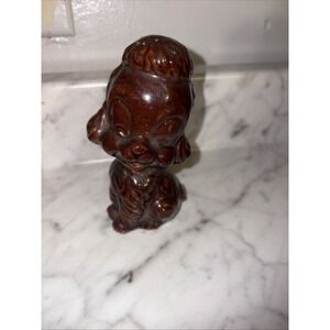 vintage brown white poodle dog figurine Redware Japan